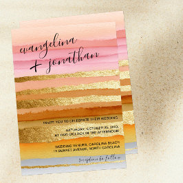 Invitación Moderna Typografía Mínima Sunset Gold Boda