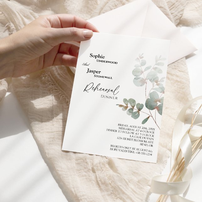 Invitación Moderna vegetación Boda blanco ensayar cena (Subido por el creador)