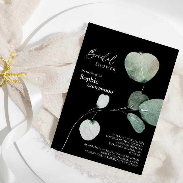 Invitación Moderna vegetación Boda negro ducha de novia (Subido por el creador)