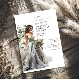 Invitación Moderna vegetación boho eucalipto boda gown