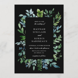 Invitación Moderna vegetación botánica Boda negro