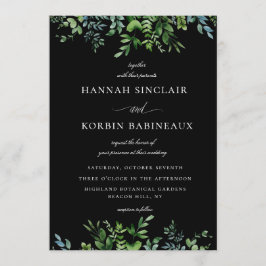Invitación Moderna vegetación botánica Boda negro