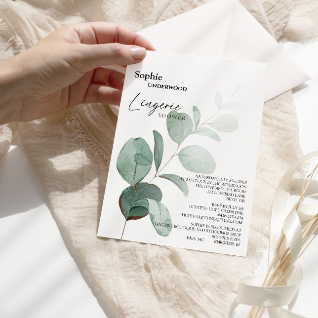 Invitación Moderna vegetación Bridal Blanco Ducha de lencería (Subido por el creador)