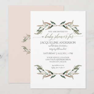Invitación Moderna vegetación de color de agua Baby Shower si