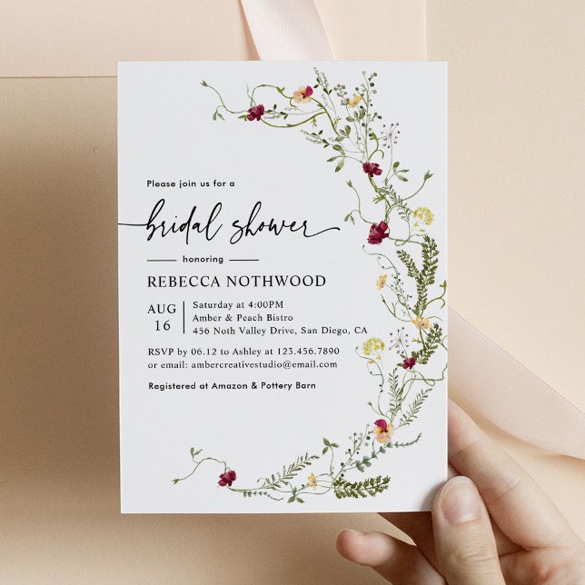 Invitación Moderna vegetación de flores silvestres Ducha nupc (Subido por el creador)