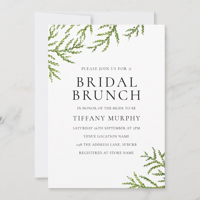 Invitación Moderna vegetación Elegante Bridal Brunch Invitaci (Anverso)