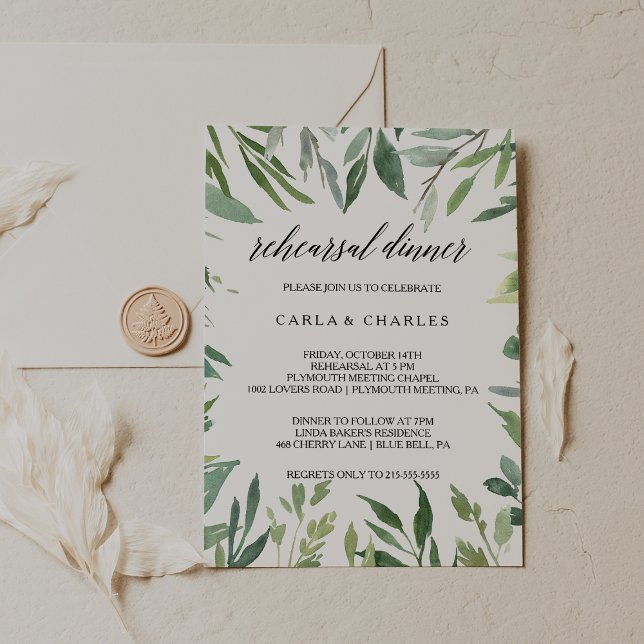 Invitación Moderna vegetación Ensayo de follaje botánico Cena (Subido por el creador)