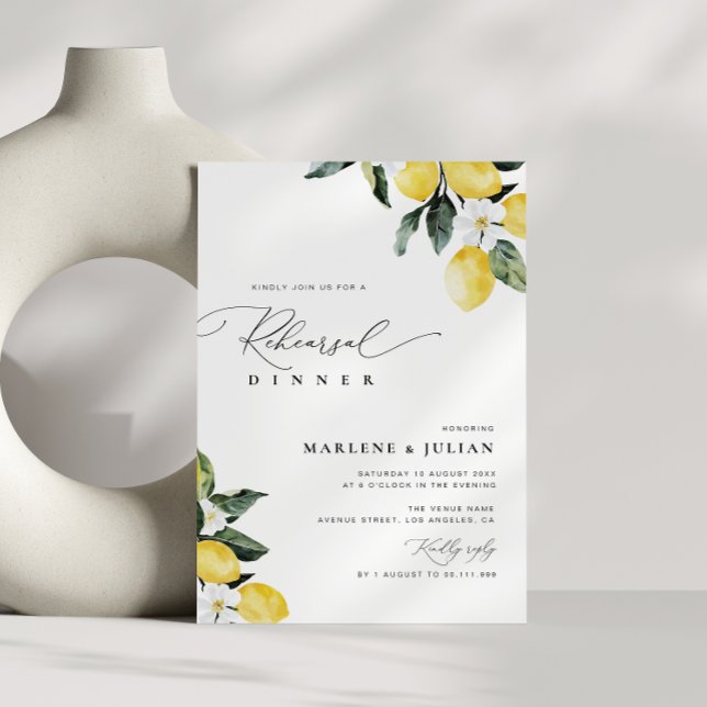 Invitación Moderna vegetación Lemon Floral Ensayo Cena (Subido por el creador)