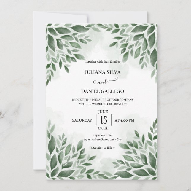 Invitación Moderna vegetación minimalista Eucalyptus Foliage (Anverso)