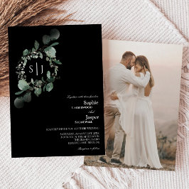 Invitación Moderna vegetación Monograma negro Boda de fotogra