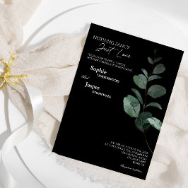 Invitación Moderna vegetación negro nada brillante Boda