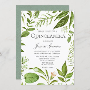 Invitación Moderna vegetación primavera verano Quinceanera In