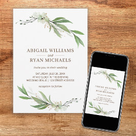 Invitación Moderna vegetación Sage Green Boho Eucalyptus Boda