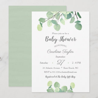 Invitación Moderna vegetación Sencilla Sexo Neutral Baby Show