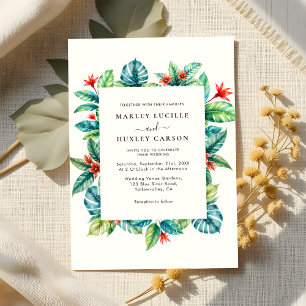 Invitación Moderna vegetación tropical Boda de verano