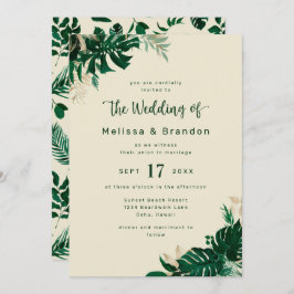 Invitación Moderna vegetación Tropical Foliage Elegante Boda