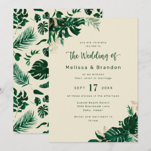 Invitación Moderna vegetación Tropical Foliage Elegante Boda