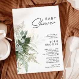 Invitación Moderna vegetación y Baby Shower Gold