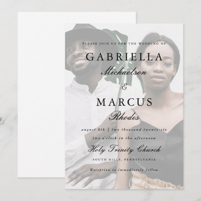 Invitación Moderna visualización de fotos y simple Boda de ti (Anverso / Reverso)
