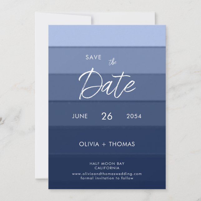 Invitación Moderna Wave Stripes Beach Boda de fotos Save Date (Anverso)