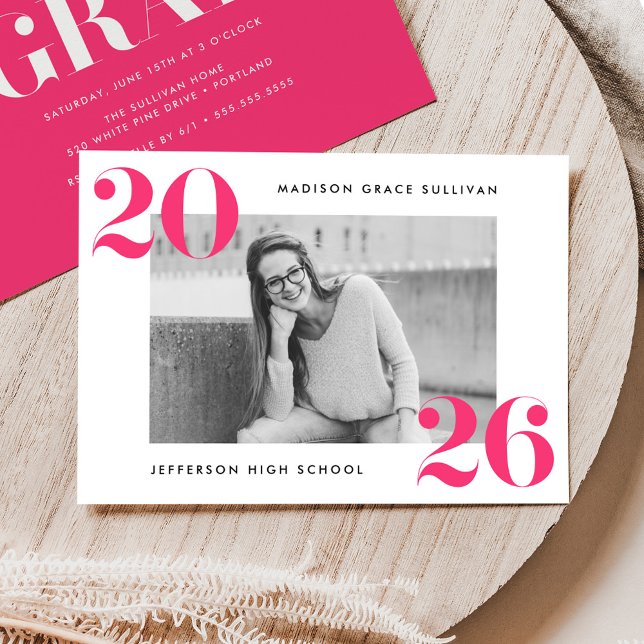 Invitación Moderna y audaz fiesta de graduación de fotos en c (Subido por el creador)