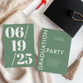 Invitación Moderna y audaz fiesta de graduación verde