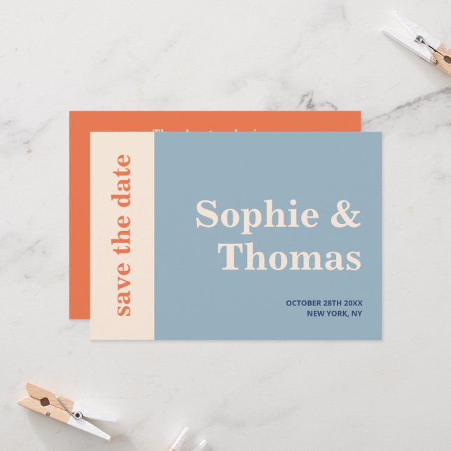 Invitación Moderna y audaz tipografía Wedding Save the Date (Anverso/Reverso In Situ)