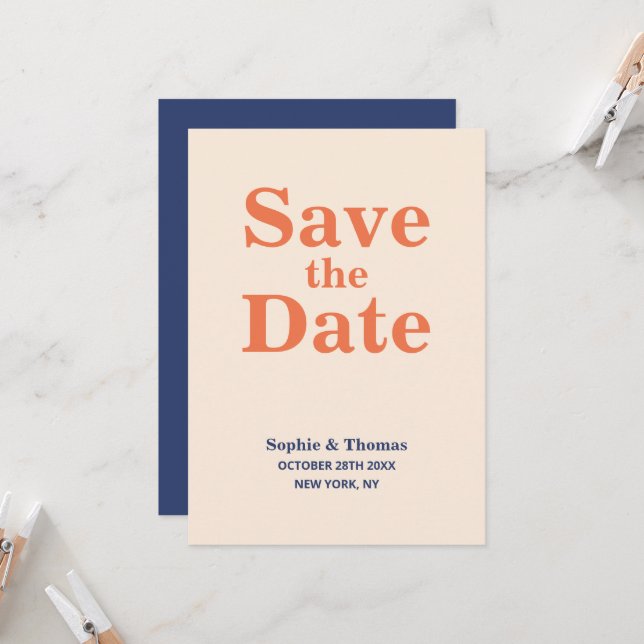 Invitación Moderna y audaz tipografía Wedding Save the Date (Anverso/Reverso In Situ)