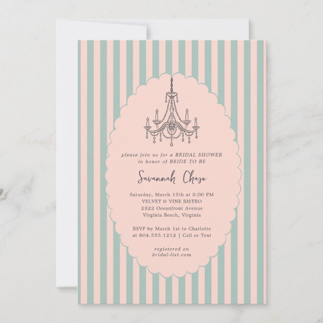 Invitación Moderna y caprichosa ducha de novia (Anverso)