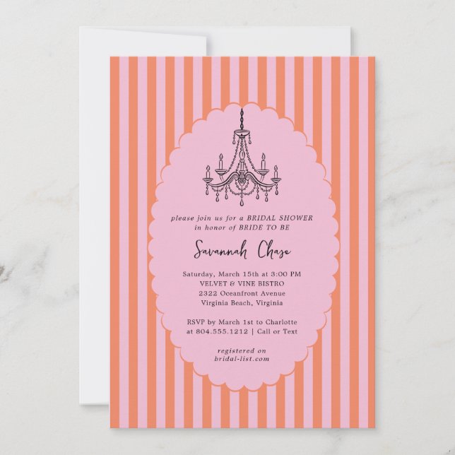 Invitación Moderna y caprichosa ducha de novia (Anverso)