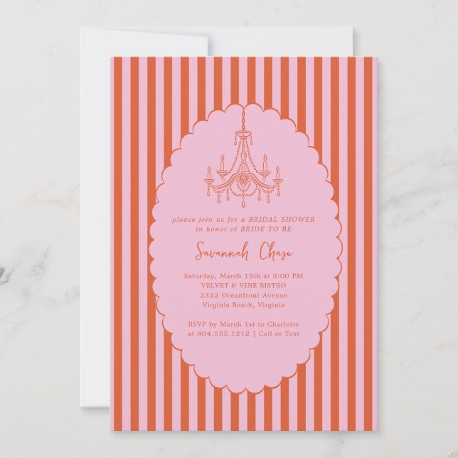 Invitación Moderna y caprichosa ducha de novia (Anverso)