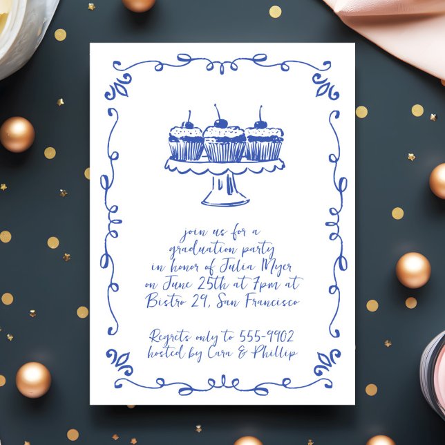 Invitación Moderna y caprichosa fiesta de graduación de Doodl (Subido por el creador)