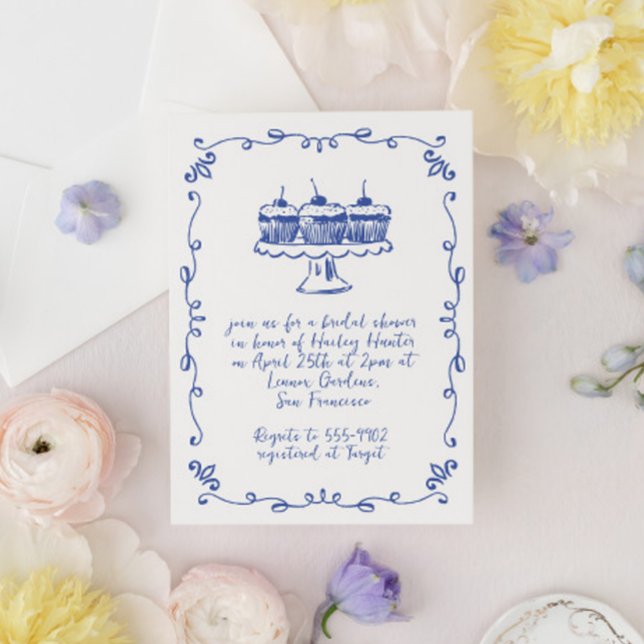 Invitación Moderna y caprichosa tarta Doodle Bridal Shower (Subido por el creador)