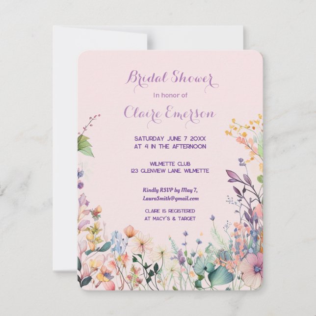 Invitación moderna y chic para la ducha de novia c (Anverso)