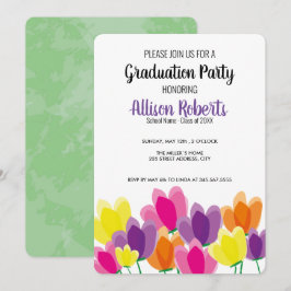 Invitación moderna y colorida de fiesta de graduac