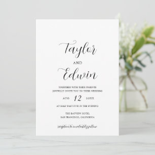 Invitación Moderna y contemporánea boda elegante blanca y neg