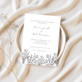 Invitación Moderna y Delicada Boda de Flor Silvestre Blanco y