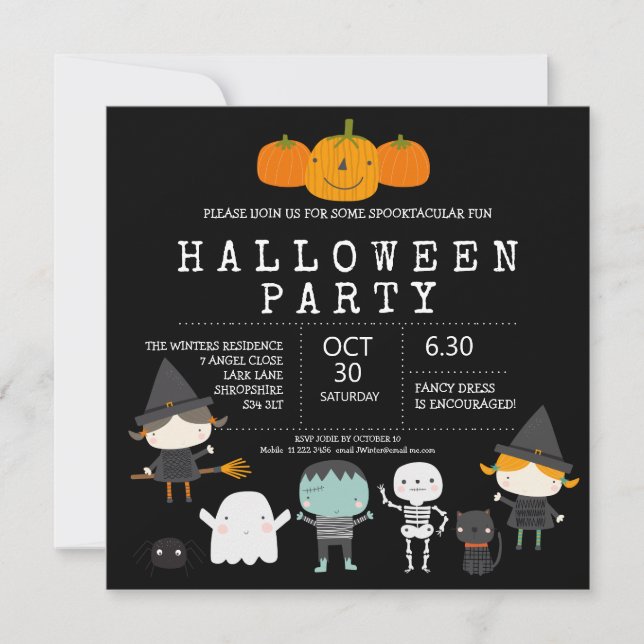 Invitación Moderna y divertida fiesta de Halloween (Anverso)