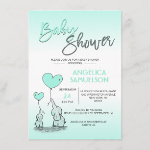Invitación Moderna y educada Mami Elefante y Baby Shower