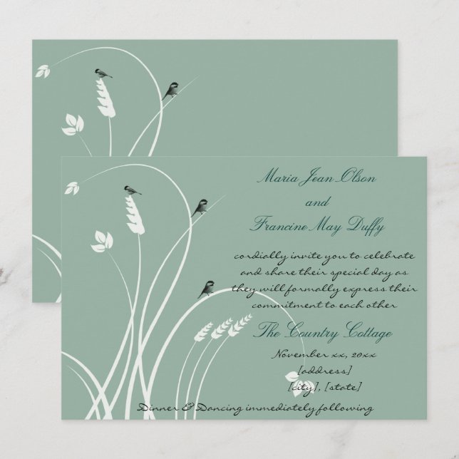 Invitación moderna y elegante a la boda (Anverso / Reverso)