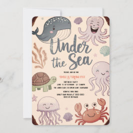 Invitación Moderna y elegante acuarela bajo el cumpleaños del