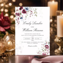 Moderna y elegante acuarela Borgoña Boda floral