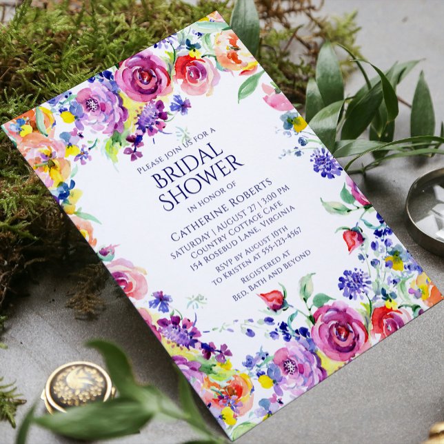 Invitación Moderna y elegante acuarela floral, ducha de novia (Subido por el creador)