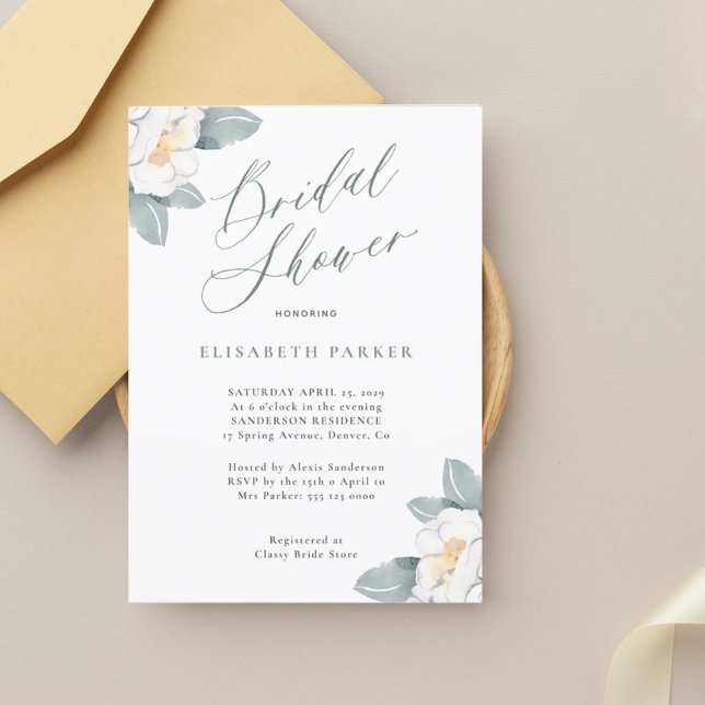 Invitación Moderna y elegante acuarela floral ducha de novia (Subido por el creador)