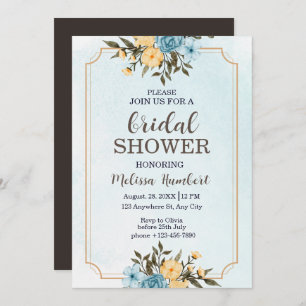 Invitación Moderna y elegante acuarela floral Ducha nupcial