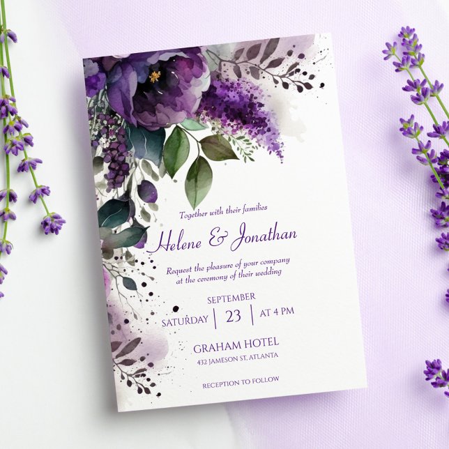 Invitación Moderna y elegante acuarela Floral Spring Wedding (Modern Elegant Watercolor Floral Spring Wedding Invitation)