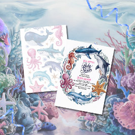 Invitación Moderna y elegante acuarela Mar baño de bebé5
