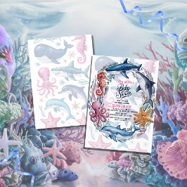 Invitación Moderna y elegante acuarela Marea ducha de bebé4