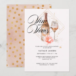 Invitación Moderna y elegante acuarela Wine Bridal Shower