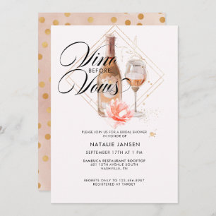 Invitación Moderna y elegante acuarela Wine Bridal Shower
